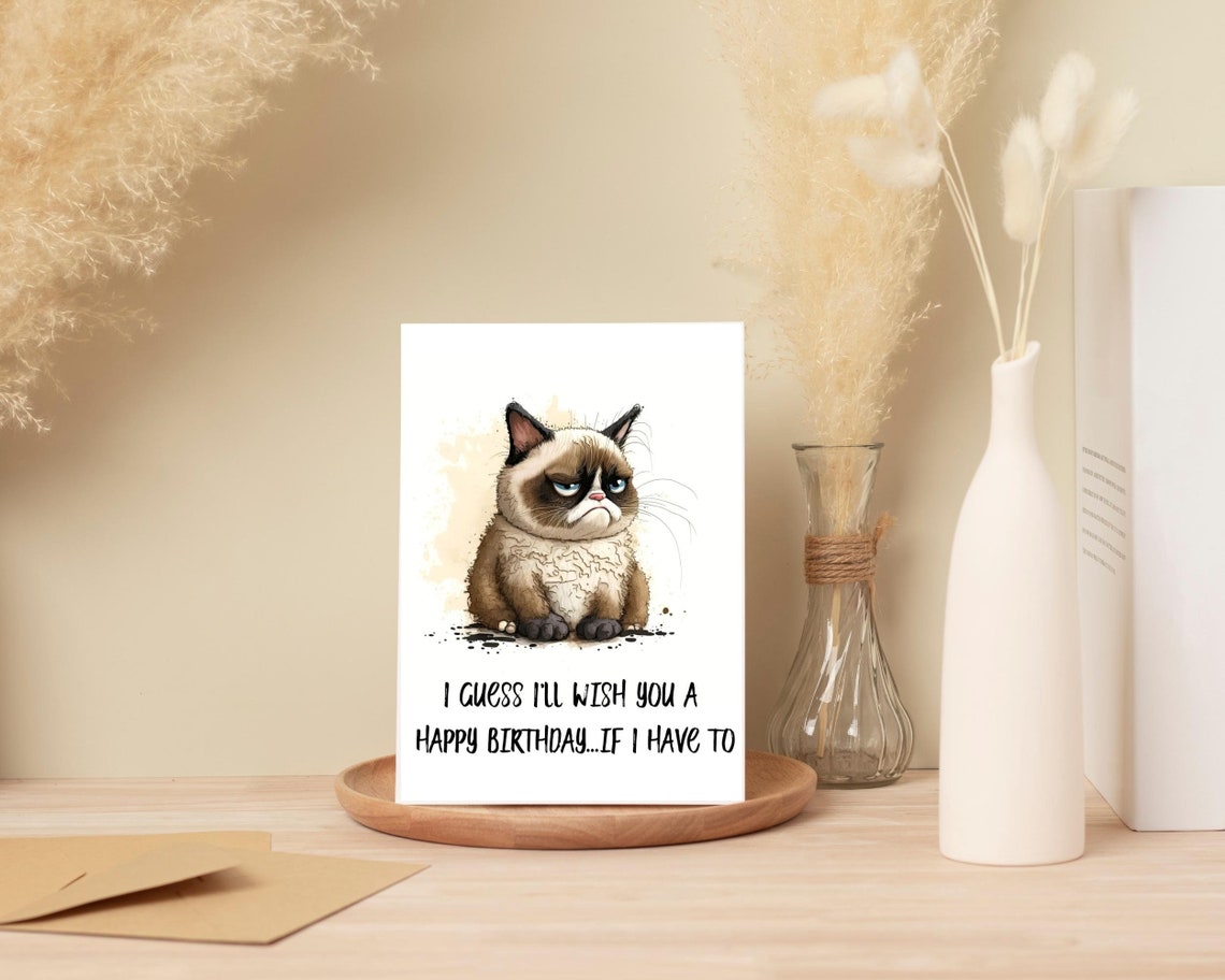 Funny Birthday Card Printable Birthday Card Cat Birthday Card Sarcastic ...