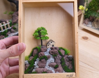 Booknook Diorama Miniature House Landscape Terrarium Decor Small Gifts Enchanted Forest Fairy Garden Handmade Art Lover Gifts