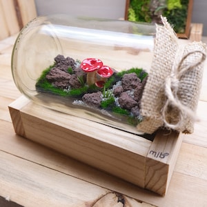 Mushroom Art, Terrarium Decor, Fairy Garden Fairy, DIY Resin Kit, Diorama Accessories, Miniature Figure, Pre-assembled kit w/ wood base