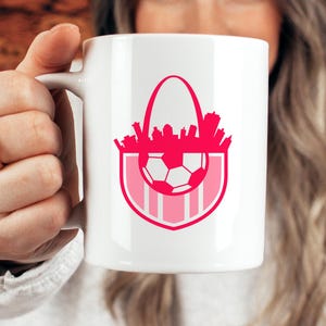 Pink STL CITY mug, City Soccer mug, St Louis mug, STL mug, St Louis Soccer, mls soccer gift, Saint Louis City, soccer fan gift, gift for her