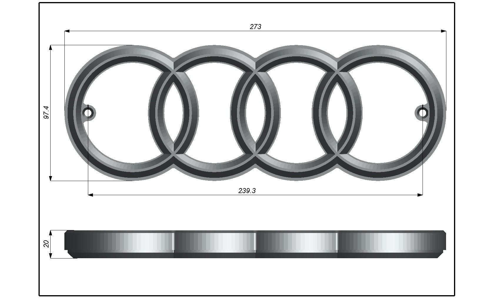 Audi Rings,badge for Rs Honeycomb Grille - Etsy