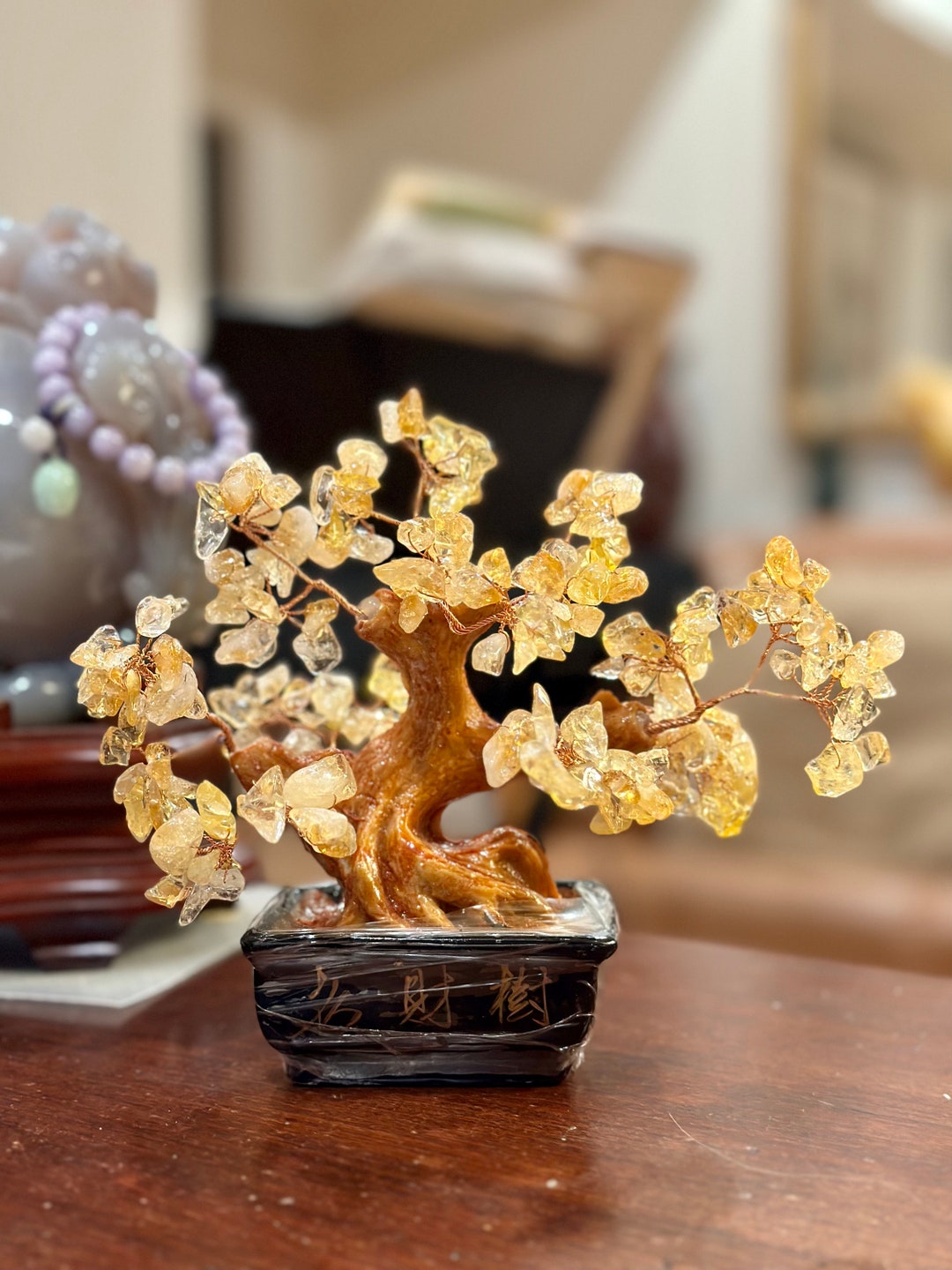 Money Tree, Yellow Quartz, Bring Luck and Wealth, Feng Shui, Home Decor
