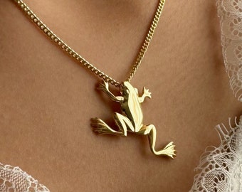 Sterling Silver Frog Pendant Necklace: Animal Charm Jewelry
