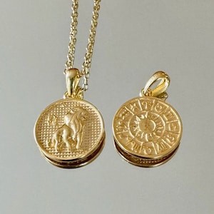 Double-Sided Sterling Silver Leo Necklace: Zodiac Sign Charm