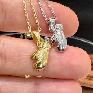 Sterling Silver Tiny Boxing Gloves Necklace - Boxer Charm Pendant