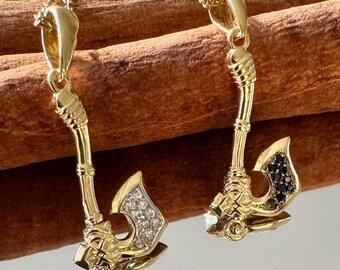 Sterling Silver Hatchet Necklace: Double-Sided Battle Axe Pendant