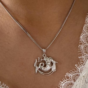 Big Aquarius Necklace, 925 Sterling Silver Aquarius Pendant, Zodiac Charm, Birthday Gift, Aquarius Christmas Gift, Large Aquarius Pendant