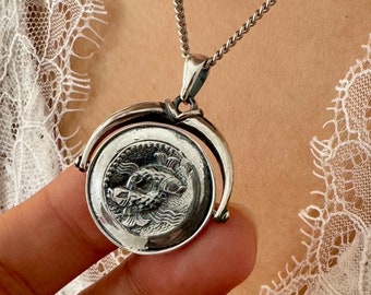 Collar con colgante de Piscis de plata de ley: dije zodiacal XL