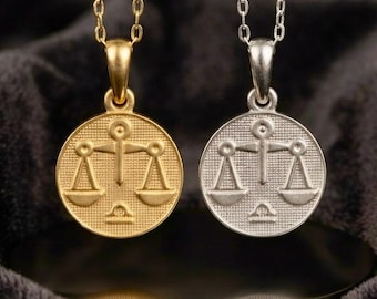 Sterling Silver Libra Zodiac Necklace: Gold-Plated Charm
