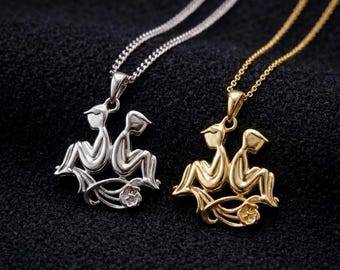 925 Sterling Silver Gemini Zodiac Pendant Necklace