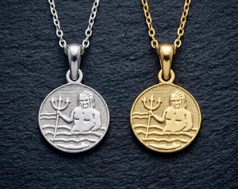 925 Sterling Silver Aquarius Pendant Necklace: Small Zodiac Charm