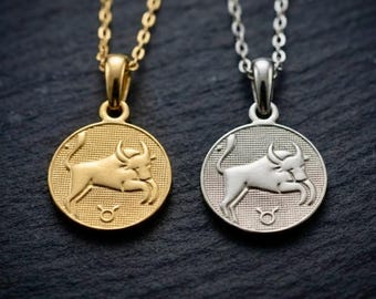 Sterling Silver Taurus Zodiac Pendant Necklace: Birthday Gift