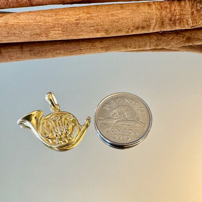 Sterling Silver French Horn Necklace, French Horn Pendant, Musical