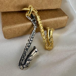Sterling Silver Saxophone Pendant: Handmade Music Jewelry, Jazz Gift