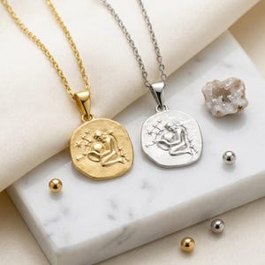 Zodiac Necklace - 925 Sterling Silver or Gold Plated Zodiac Coin Pendant - Unisex Gift image 13