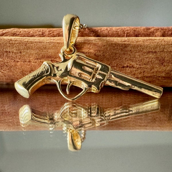 Collier revolver, pendentif pistolet en argent, bijoux audacieux, collier d'arme en or, collier pistolet, breloque revolver, collier pour homme, cadeau pour homme