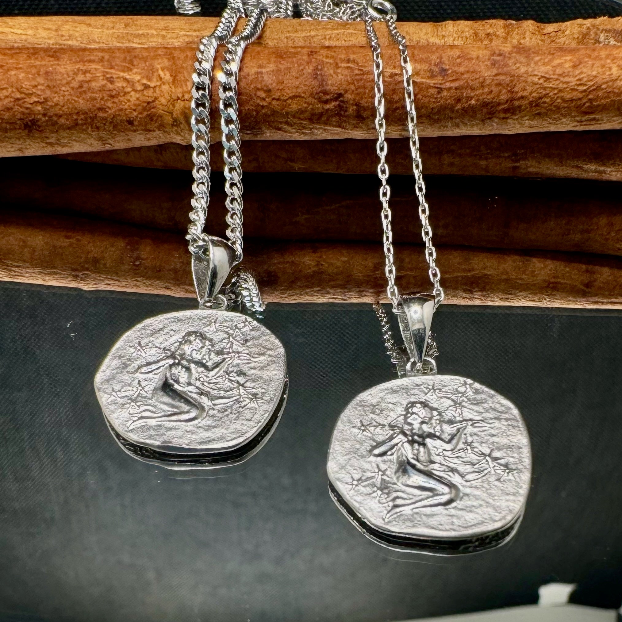 Sterling Silver Virgo Necklace: Embossed Zodiac Sign Pendant - Etsy