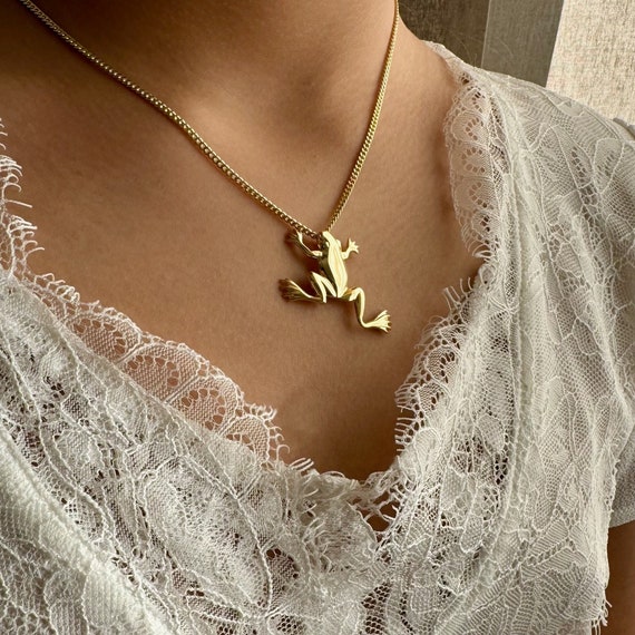 Collana con ciondolo a forma di rana, collana con animali, gioielli con catena in argento sterling 925, compagna di tutti i giorni - Italia