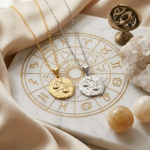 Zodiac Necklace - 925 Sterling Silver or Gold Plated Zodiac Coin Pendant - Unisex Gift image 9