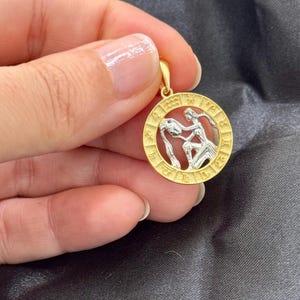 Celestial Aquarius Pendant, Gold-Plated 925 Sterling Silver Necklace, Aquarius Sign Charm, Gold Aquarius Necklace, Unisex Birthday Gift