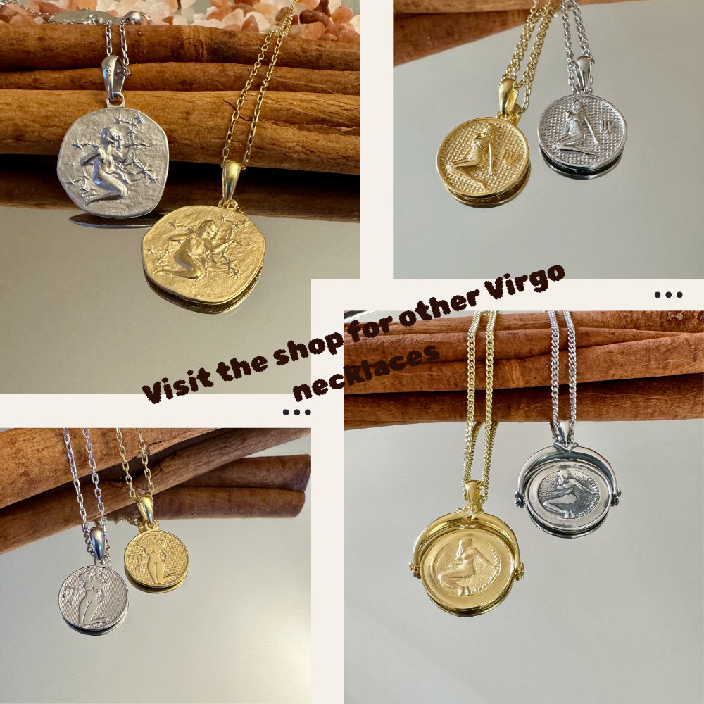 Sterling Silver Virgo Necklace: Embossed Zodiac Sign Pendant - Etsy