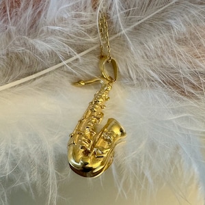 Sterling Silver Tenor Saxophone Necklace: Music Lover Gift