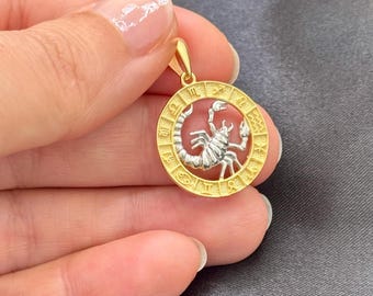 Two-Tone Scorpio Necklace, Gold Plated Sterling Silver Zodiac Pendant