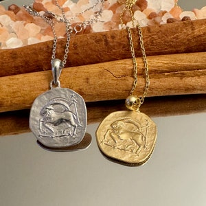 Sterling Silver Capricorn Necklace, Gold-Plated Capricorn Necklace, Zodiac Sign Pendant, Gold Zodiac Necklace, Birthday Gift, Unisex Jewelry