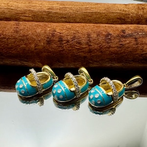 Blue Enamel Baby Shoe Pendant, 925 Sterling Silver Necklace, Blue Baby Shoe, Small Pendant, Silver Vintage Jewelry, Booties Necklace