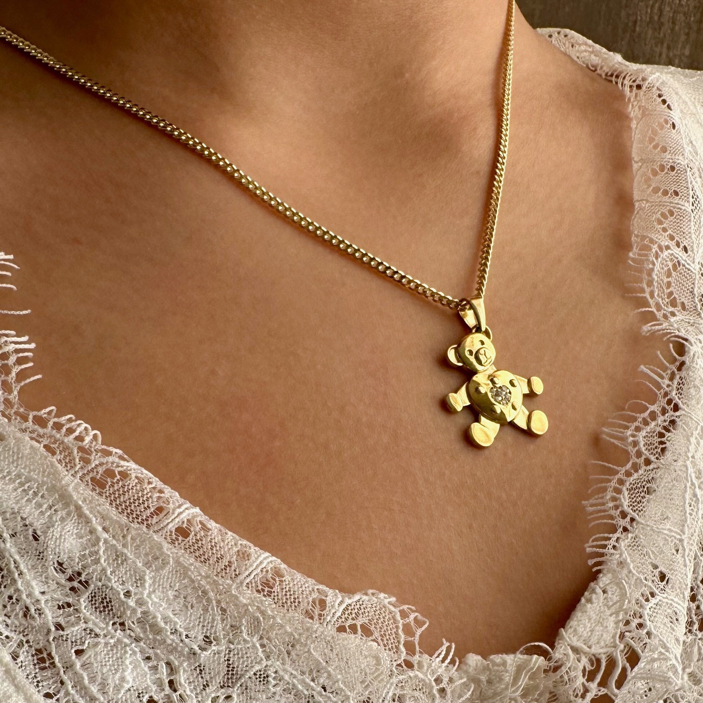 ネックレス・ペンダント Teddy Bear Necklace #5841 Sterling Silver Teddy Bear Pendant, Teddy Bear Necklace,kids