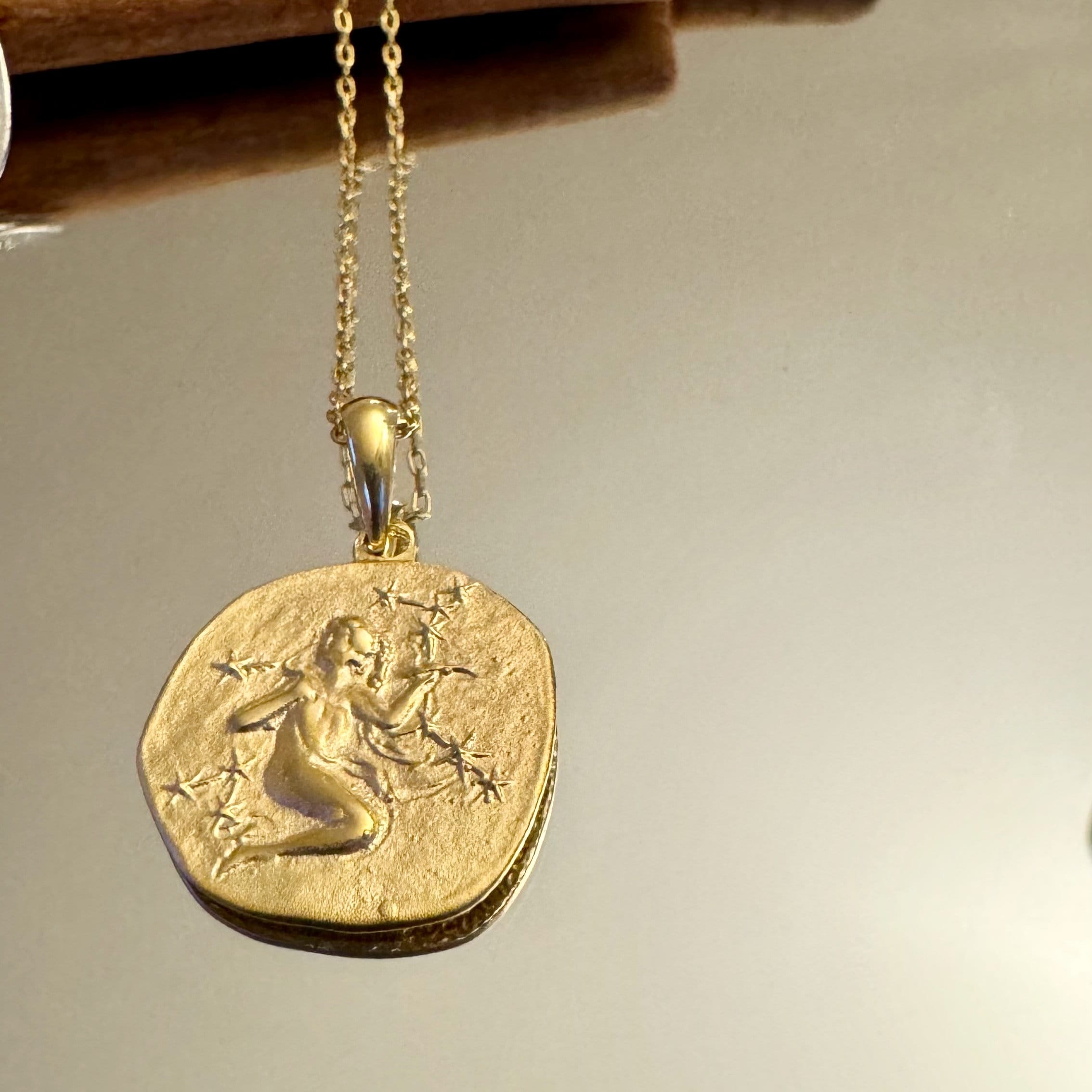 Sterling Silver Virgo Necklace: Embossed Zodiac Sign Pendant - Etsy