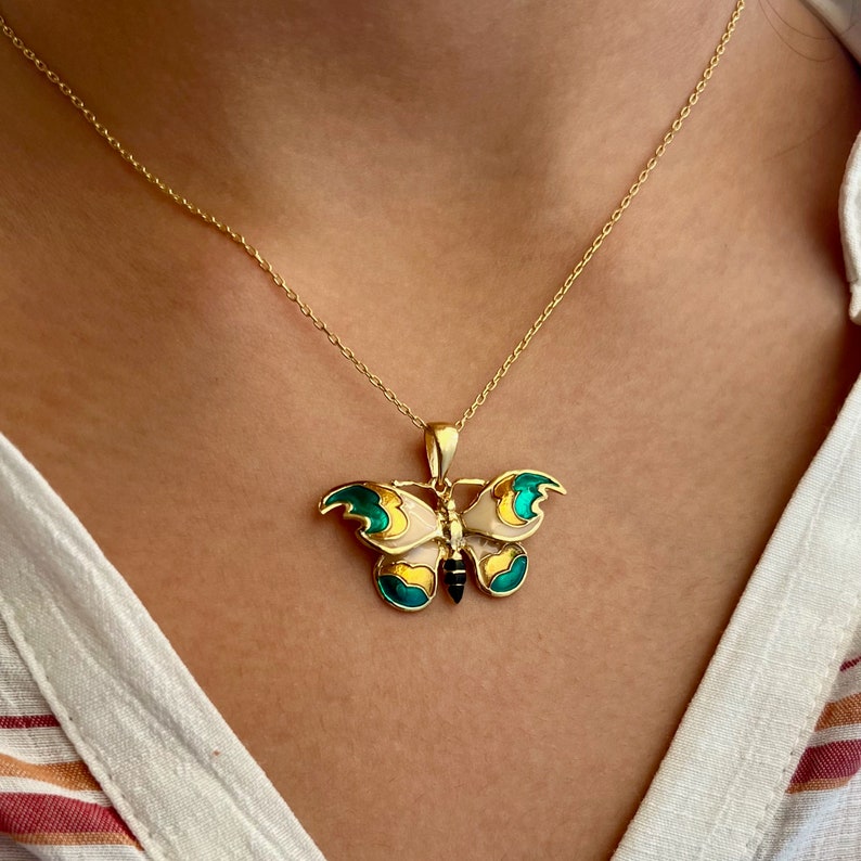 925 Silver Butterfly Necklace More Color Enamel Pendant Etsy Canada