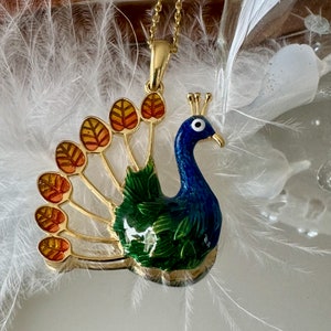 Peacock Pendant, Colorful Bird Jewelry, Sterling Silver Peacock Necklace, Exotic Charm, Animal Pendant, Unique Birthday Gift