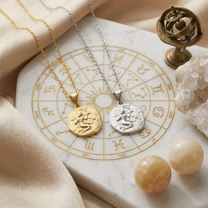 Zodiac Necklace - 925 Sterling Silver or Gold Plated Zodiac Coin Pendant - Unisex Gift image 8