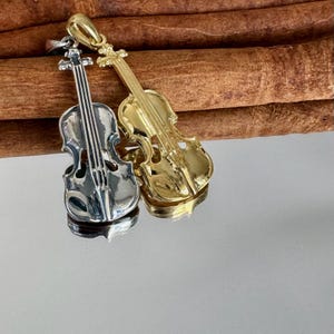 Melodische Geige Halskette - Sterling Silber Musik Charm Schmuck für Musikliebhaber, Instrument Anhänger, Geburtstag Geschenk Idee