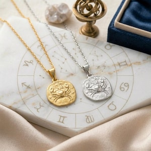 Zodiac Necklace - 925 Sterling Silver or Gold Plated Zodiac Coin Pendant - Unisex Gift image 5