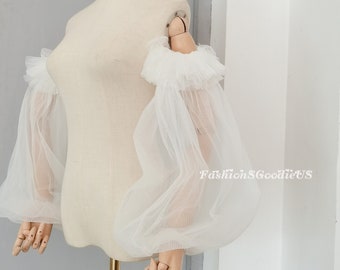Detachable Pleated Tulle Sleeves, Puff Wedding Sleeves, New Design Bridal Sleeves, Removable Sleeves for Wedding Dress, Fairy Sleeves