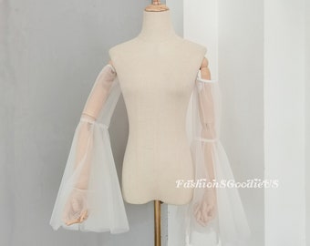 Elegante Ausgestellte Ärmel Benutzerdefinierte Farbe Ärmel, Abnehmbare Tüll Ärmel für Abendkleid, Abnehmbare Ärmel für Hochzeitskleid, Braut Ärmel