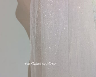 Silver Glittery Wedding Veil, Luxury One Layer Glitter Tulle Veil, Elegant Gold Glitter Bridal Veil, Custom Length Veil, Halloween Veil