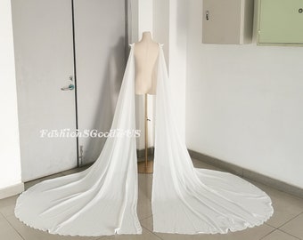 Minimalist Chiffon Wedding Wings, Chiffon Wings, Shoulder Veil, Special Design Cape Veil, Cape Veil, Two Pieces Veil, Detachable Wings