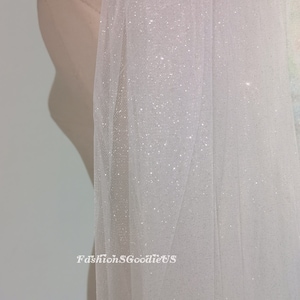 Silver Glittery Wedding Veil, Luxury One Layer Glitter Tulle Veil, Elegant Gold Glitter Bridal Veil, Custom Length Veil, Halloween Veil