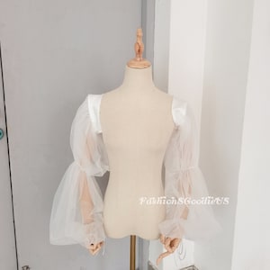 Fairy Long Sleeves for Wedding Dress, Soft Tulle Wedding Sleeves, Puff Wedding Sleeves, Detachable Sleeves, Removable Prom Dress Sleeves