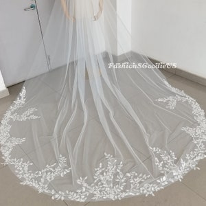 Bohemia Leaf Bridal Veil, Leaf Wedding Veil, Leaf Lace Veil for Bride, Cathedral Royal Long Wedding Veil, One Layer Custom Bridal Veil