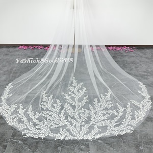 Sparkling Leaf Vine Wedding Veil, Leaf Lace Veil with Sparkly Sequins Wedding Veil, Bohemia Leaf Bridal Veil, Custom Length Cathedral Length