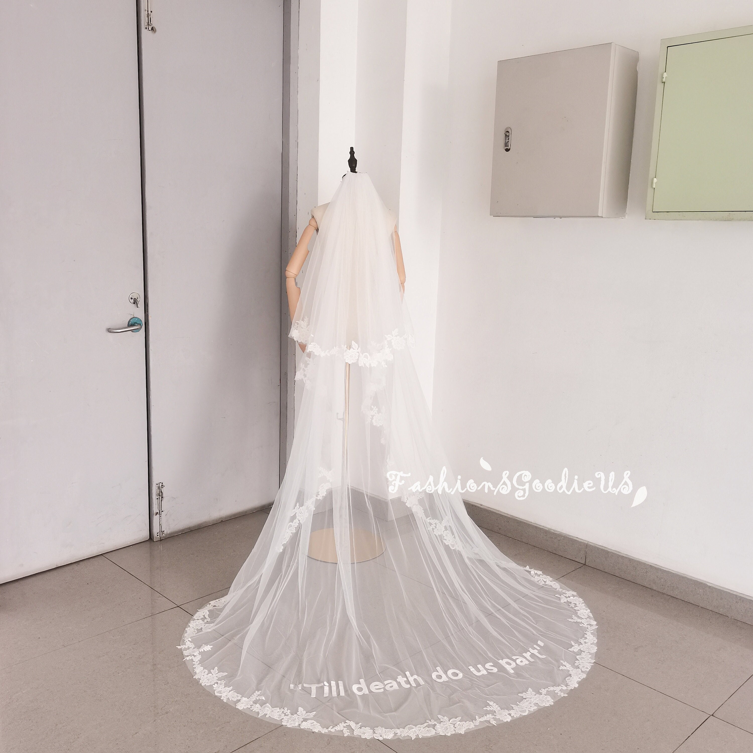 Personalized Veil Embroidery, Embroidered ''till Death Do Us Part Personalized Veil Embroidery, Embroidered ''till Death Do Us Part