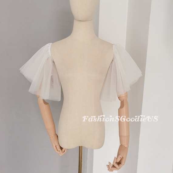 Custom Color Detachable Tulle Sleeves, Short Wedding Sleeves, Detachable Sleeves, Removable Sleeves for Wedding Dress, Fairy Wedding Sleeves