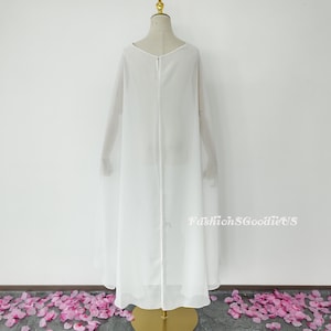 Bridal Ivory Shoulder Cape, Minimalist Chiffon Cape, Custom 144 Colors Wedding Cape, Unique High Low Shoulder Cape, Chiffon Shawl Wrap image 3