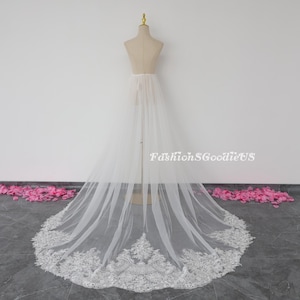 Elegant Flower Lace Detachable Train, Soft Lace Wedding Dress Attached Train, Detachable Wedding Dress Train, Bridal Overskirt