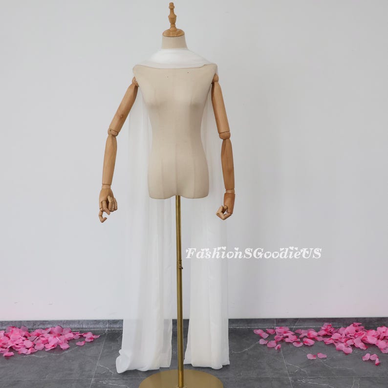 Wedding Shawl,Bridal Cape, Soft Polyester Silk Wedding Scarf, Custom Length/Width Wedding Scarf, Wedding Cover Up, Bridal Wedding Shrug image 6