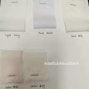 Chiffon Swatches-Light Ivory, Pure White, Dark Ivory, Color #42 and Color #59